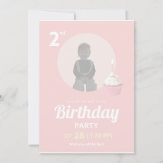 2e verjaardagsfeest uitnodiging Roze Cupcake Foto
