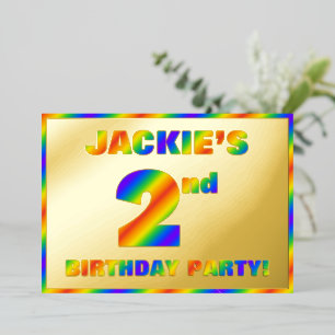 2e verjaardagsfeestje — plezier, regenboogspectrum folie uitnodiging