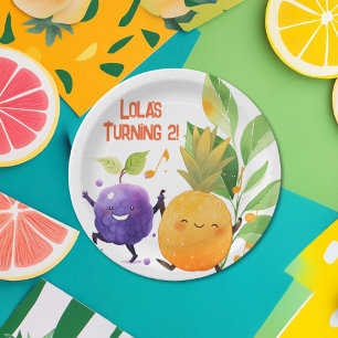 2e verjaardagsfeestje Two-tti Fruity Papieren Bordje