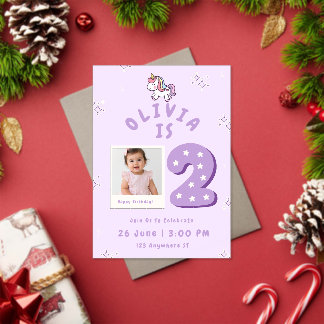 2e verjaardagsuitnodiging voor babymeisje acryl uitnodigingen