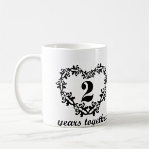 2ème Anniversaire 2 ans ensemble de coeur de tasse