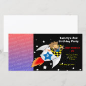 2ème anniversaire de roquette invitation garçon fê (Devant / Derrière)
