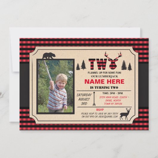 2ème Bûcheron invitation de contrôle d'invitation (Devant)