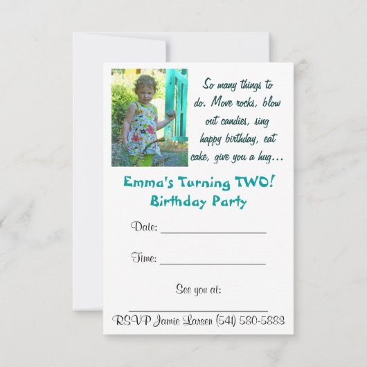 2ème invitation #2 de l'anniversaire d'Emma (Dos)