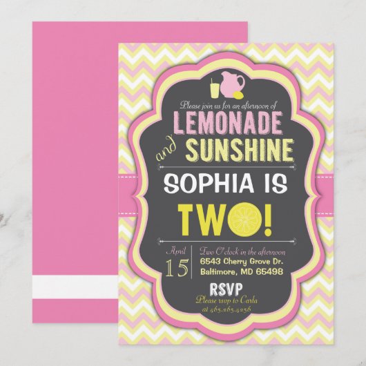 2ème invitation de Chevron d'anniversaire de (Devant / Derrière)