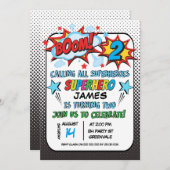 2ème invitation de fête d'anniversaire de super (Devant / Derrière)