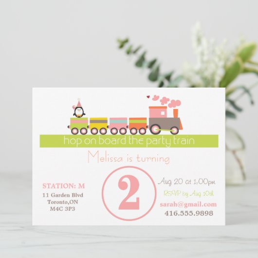 2ème Invitation de train de fille d'anniversaire (Debout devant)