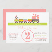 2ème Invitation de train de fille d'anniversaire (Devant / Derrière)