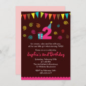 2ème Invitation mignonne de la partie de la fille (Devant / Derrière)