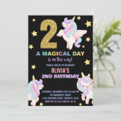 2ème Rainbow Unicorn Invitations Anniversaire Vol (Debout devant)