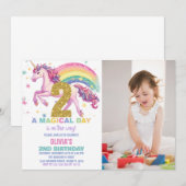 2ème Unicorn Invitations d'anniversaire avec photo (Devant / Derrière)