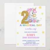 2ème Unicorne Florale Invitations Anniversaires (Devant / Derrière)