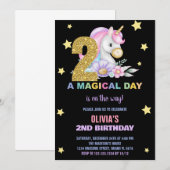 2ème Unicorne Florale Invitations Anniversaires (Devant / Derrière)