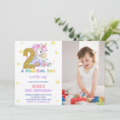 2ème Unicorne Florale Invitations d'anniversaire a (Debout devant)