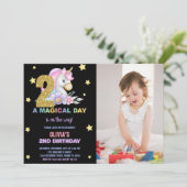 2ème Unicorne Florale Invitations d'anniversaire a (Debout devant)