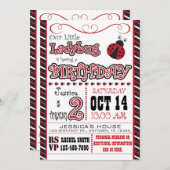 2èmes invitations d'anniversaire de coccinelle (Devant / Derrière)