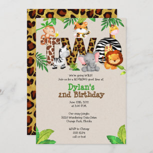 2èmes invitations de fête d'anniversaire de jungle