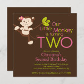 2èmes invitations de fête d'anniversaire de singe (Devant / Derrière)