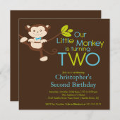 2èmes invitations de fête d'anniversaire de singe (Devant / Derrière)