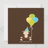 2èmes invitations de fête d'anniversaire de singe (Dos)