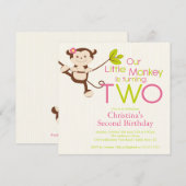 2èmes invitations de fête d'anniversaire de singe (Devant / Derrière)
