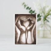2Hands1Heart bij sepia Briefkaart (Staand voorkant)