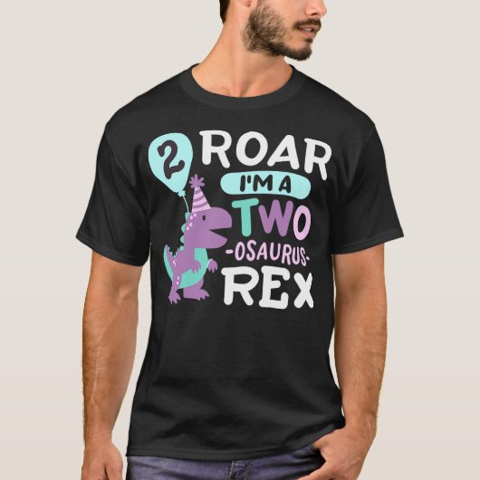 2nd Birthday Dinosaur T Rex Two Osaurus 2 Years Ol T-shirt (Voorkant)