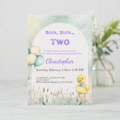 2nd Birthday Invitation Duck Duck Two Theme Kaart (Staand voorkant)