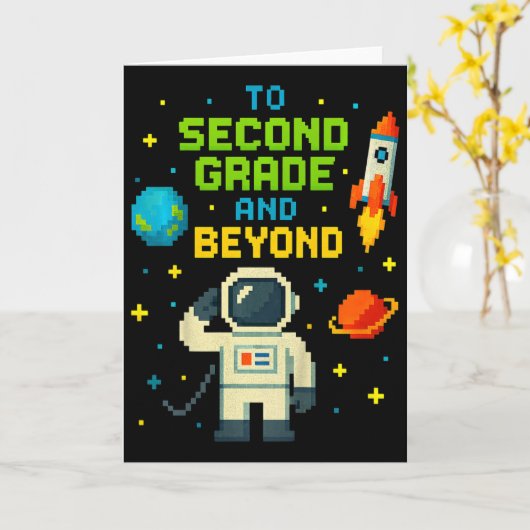 2nd Grade And Beyond Astronaut Space Boys Gamer Fi Kaart (Gele Bloem)