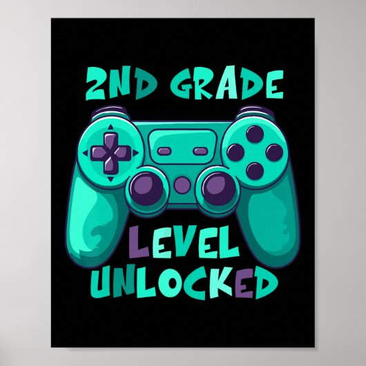 2nd Grade Boys Gamer Level Ck To School First Day  Poster (Voorkant)