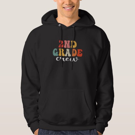 2nd Grade Crew Retro Groovy Men Women First Day Of Hoodie (Voorkant)