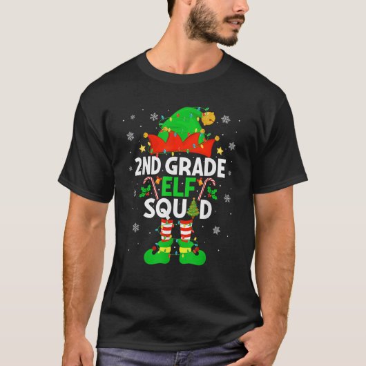 2nd Grade Elf Squad Christmas Second Grade Xmas Te T-shirt (Voorkant)
