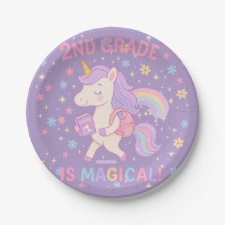 2nd Grade is Magical Back to School Unicorn Papieren Bordje
