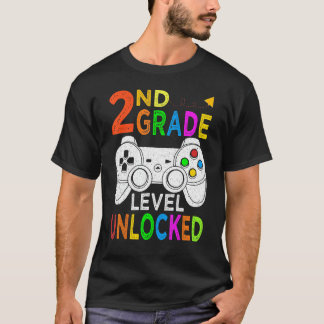 2nd Grade Level Unlocked Happy Back To School Game T-shirt
