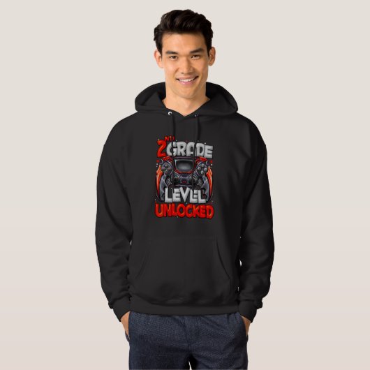 2nd Grade Level Unlocked Video Game Back To School Hoodie (Voorkant volledig)