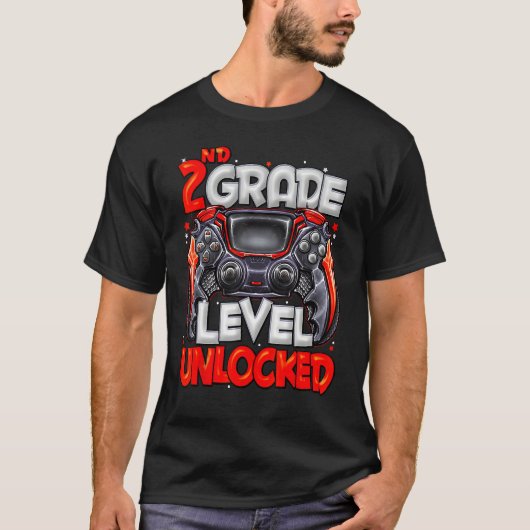 2nd Grade Level Unlocked Video Game Back To School T-shirt (Voorkant)