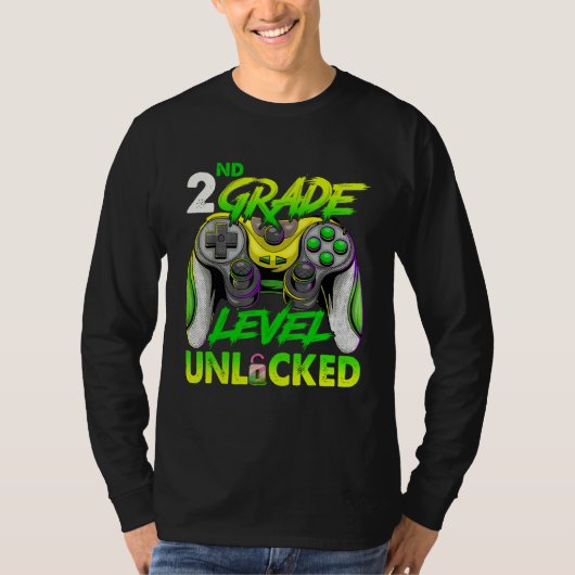 2nd Grade Level Unlocked Video Game Back to School T-shirt (Voorkant)