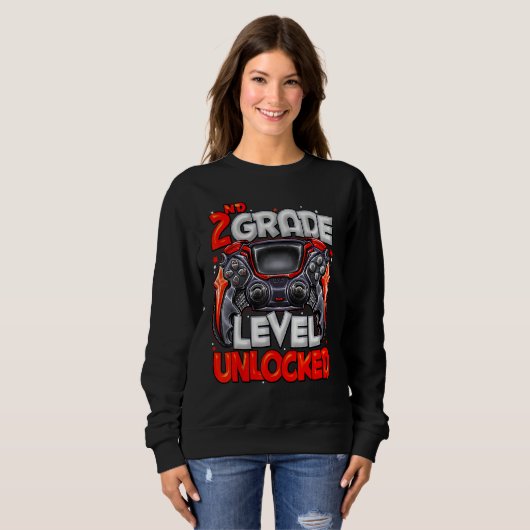2nd Grade Level Unlocked Video Game Back To School Trui (Voorkant volledig)