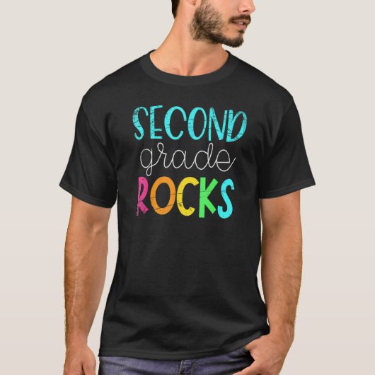 2nd grade rocks rocking 2nd grade teacher t-shirt (Voorkant)