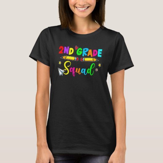 2nd Grade Squad Second Teacher Student Team Back T T-shirt (Voorkant)