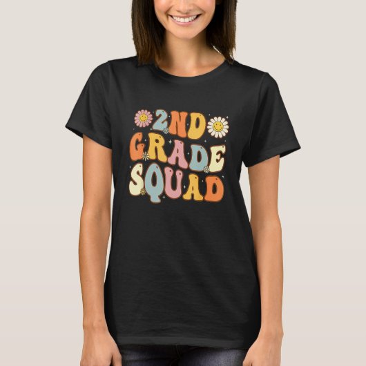 2nd Grade Squad Second Teacher Student Team Back T T-shirt (Voorkant)