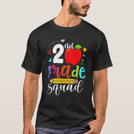 2nd Grade Squad Second Teacher Student Team Back T T-shirt (Voorkant)