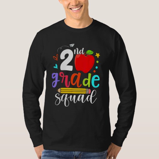 2nd Grade Squad Second Teacher Student Team Back T T-shirt (Voorkant)