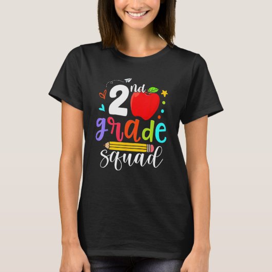 2nd Grade Squad Second Teacher Student Team Back T T-shirt (Voorkant)