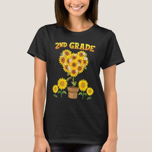 2nd Grade Squad Sunflower Back To School Second St T-shirt (Voorkant)