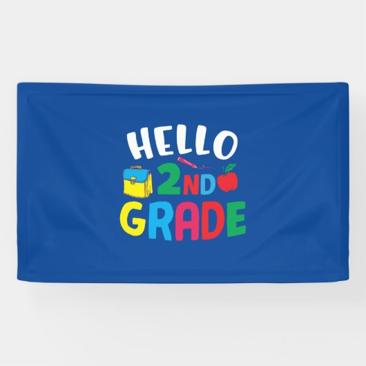 2nd Grade Teacher Hello 2nd Grade Spandoek (Horizontaal)