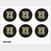2nd Grade Teacher Second Grade Vibes Ronde Sticker (Vel)