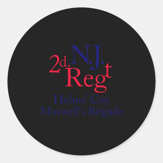 2nd New Jersey Regiment  Ronde Sticker (Voorkant)