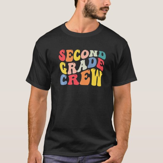 2nd Second Grade Crew Teacher Back To School Retro T-shirt (Voorkant)