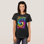 2nd Second Grade Dude Tie Dye Sunglasses Boys Back T-shirt (Voorkant volledig)